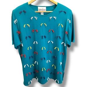 Caroline Teal Embroidered Women's Blouse